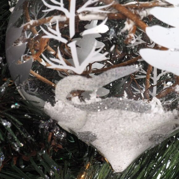 Christmas Ornaments Nature 3 Clear Filled Painted Grapevine Tree Snow - Picture 7 of 9